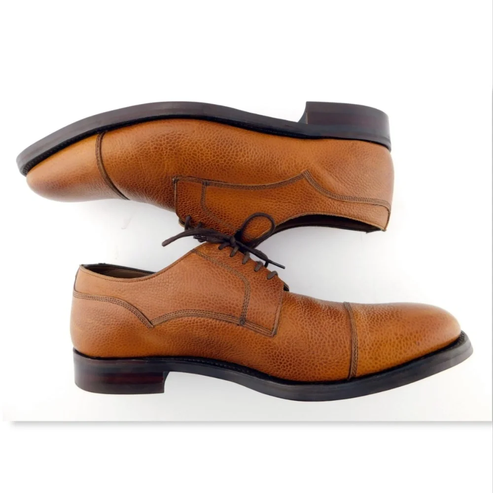 ALFRED SARGENT AS Natural Tan Brown Leather Cap Toe Oxfords Shoes 10.5 UK